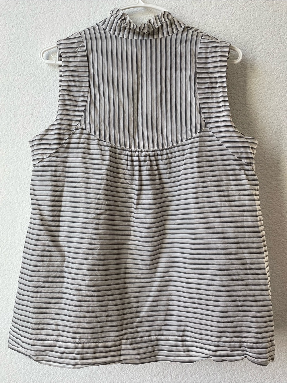 Anthropologie Gray and White Striped Ruffle-Trim Tank - Picture 3 of 5